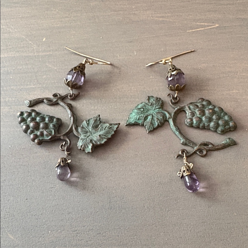 Michael Michaud Wild Grape Vine Wire Hook Earrings